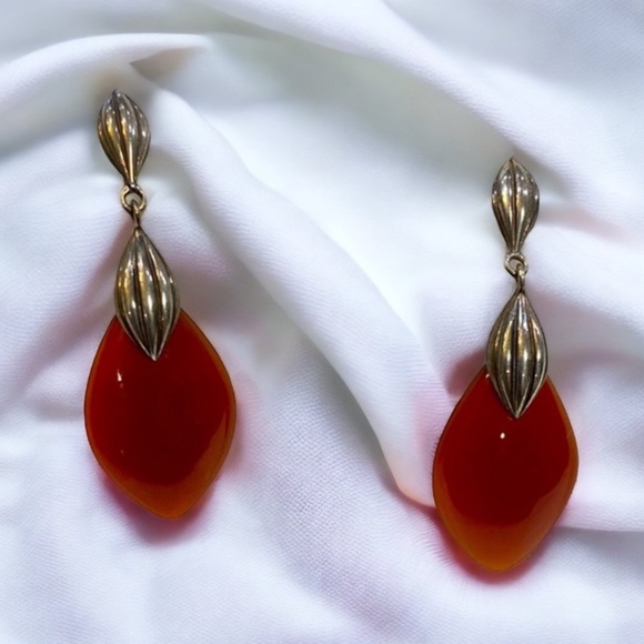 Vintage Carnelian Sterling Silver Earrings